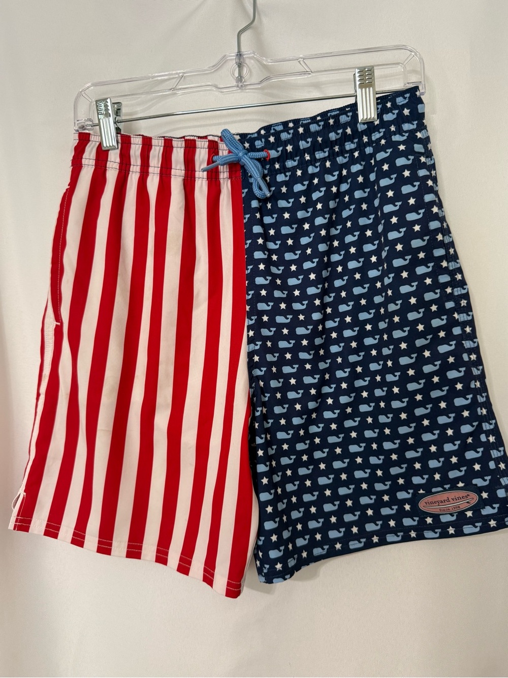 Vineyard Vines Red, White & Navy Whale and Star Swim Trunks